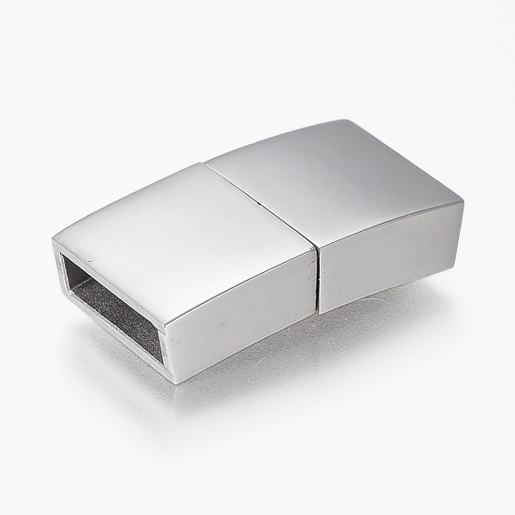 304 Stainless Steel Magnetic Clasps with Glue-in Ends, Rectangle