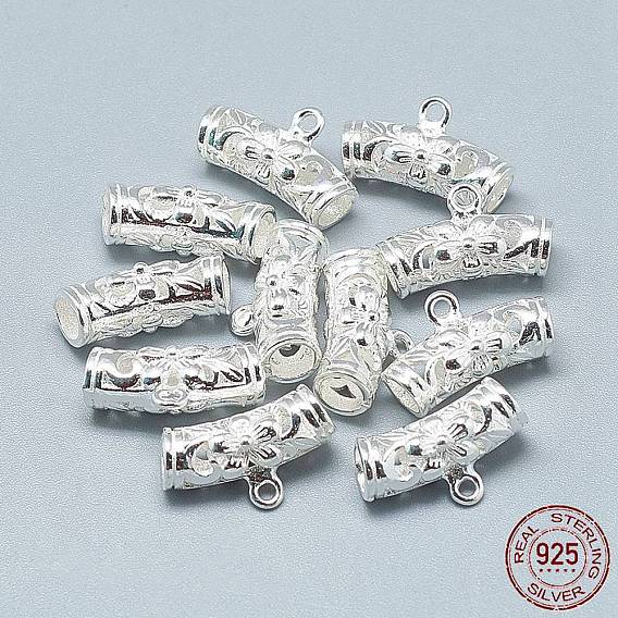 925 Sterling Silver Tube Bails, Loop Bails, Tube with Flower