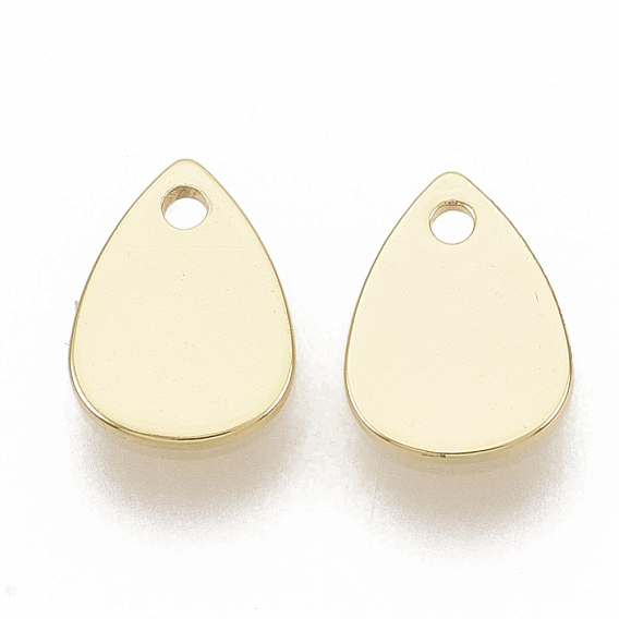 Brass Charms, Blank Stamping Tag, Nickel Free, Real 18K Gold Plated, Teardrop