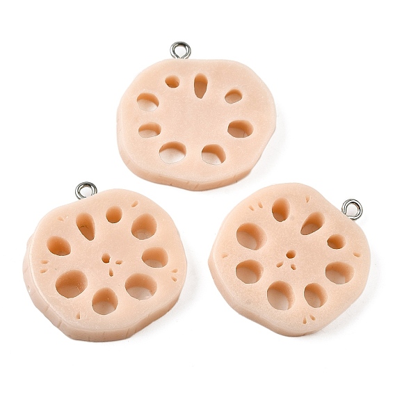 Подвески из смолы, амулеты из корня лотоса, с платиново-железными петлями