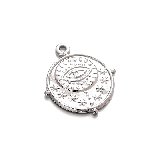 304 подвески из нержавеющей стали, плоский круглый с очарованием глаз