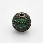 CZ Brass Micro Pave Grade AAA Lime Green Color Cubic Zirconia Round Beads, Cadmium Free & Nickel Free & Lead Free