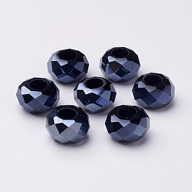 Handmade Crystal European Beads, Large Hole Beads, Imitation Austrian, Rondelle