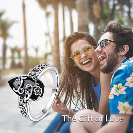 Сплав со стразами кольца для пальцев, платина, слезинка с цветком