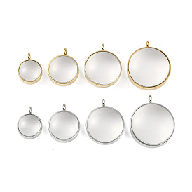 Ионное покрытие (IP) 304 подвески-медальоны из нержавеющей стали, со стеклом, плоский круглый шарм