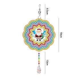 DIY Plastic Sun Catcher Hanging Sign Diamond Painting Kit, for Home Decorations, Flower, Christmas Theme