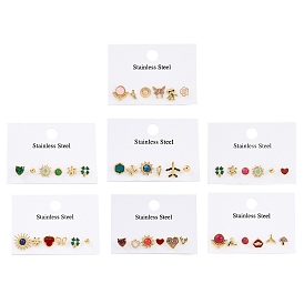 304 серьги-гвоздики из нержавеющей стали со стразами и камнями, разнообразные