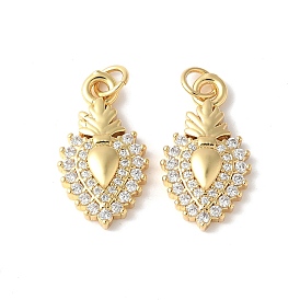 Латунные микропаве прозрачные подвески с фианитом, без кадмия и без свинца, святое сердце