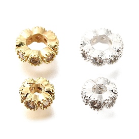 Плоский круглый латунь микро проложить кубический цирконий spacer бисер, стойки покрытие, долговечный