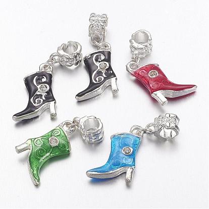Alloy European Dangle Charms, High-heeled shoes, 14x33x3mm, Hole: 4.5mm