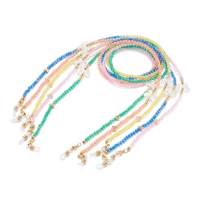 Eyeglasses Chains, Neck Strap for Eyeglasses, with Transparent Acrylic Beads, Brass Beads and Rubber Loop Ends, Butterfly