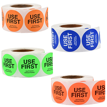 4 рулоны 4 цветная бумага самоклеящиеся этикетки наклейки, плоский круглый с первым использованием слова