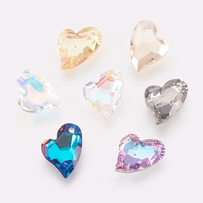 K9 Glass Rhinestone Pendants, Imitation Austrian Crystal, Faceted, Heart