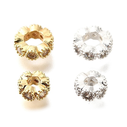 Плоский круглый латунь микро проложить кубический цирконий spacer бисер, стойки покрытие, долговечный