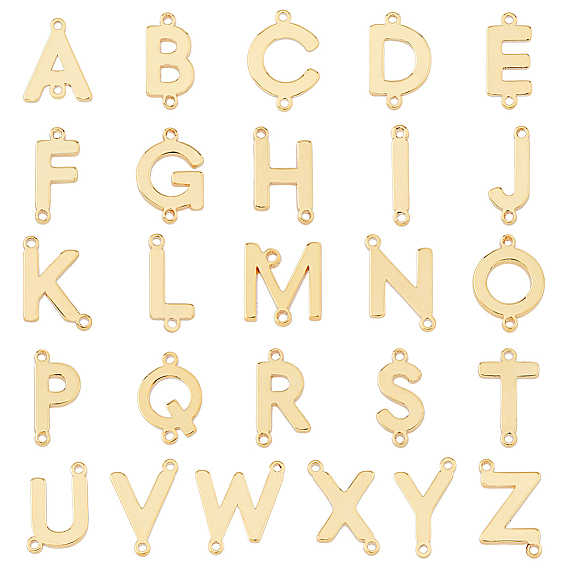 26шт 26 стили стойка покрытие латунь соединительные подвески, реальный 18 k позолоченный, долговечный, без кадмия, без никеля и без свинца, ссылки на письма, Письмо ~ Z