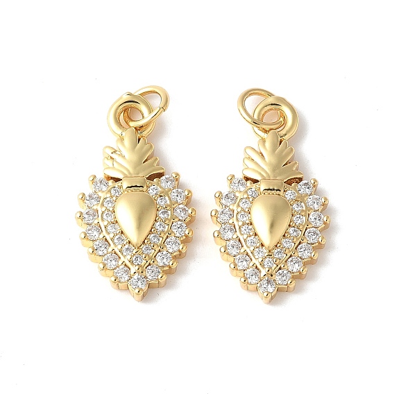 Латунные микропаве прозрачные подвески с фианитом, без кадмия и без свинца, святое сердце