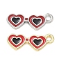 Alloy Enamel Pendants, Heart Glasses Charms, Long-Lasting Plated