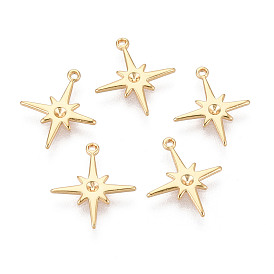 Brass Pendant Cabochon Settings, Star Charms, Nickel Free, Long-Lasting Plated