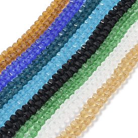 Electroplate Transparent Glass Beads Strands, Frosted, Faceted, Lantern