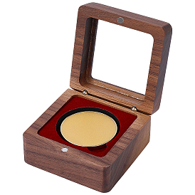 Boîtes magnétiques pour badges en bois, avec couvercle de fenêtre visible, carrée