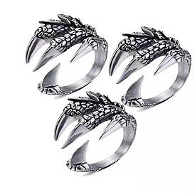 Retro ancient silver alloy exaggerated snake-shaped punk dragon claw rings are available in many styles