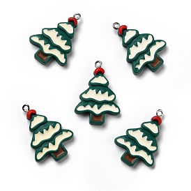 Непрозрачные подвески смолы, с платиновыми тоновыми железными петлями, рождественская елка