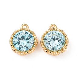 Латунные микро проложить кубического циркония прелести, плоские круглые прелести, реальный 18 k позолоченный