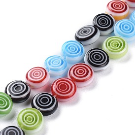 Бусы лэмпворк ручной работы, плоские круглые с вихрем