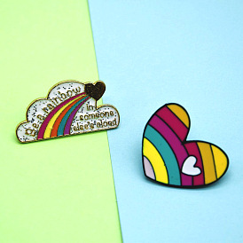 Rainbow Cloud Heart Badge Fun Backpack Accessories for Fashionable Students