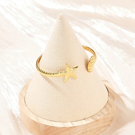 304 женские браслеты-манжеты из нержавеющей стали, форма ракушки и морская звезда, ионное покрытие (ip)