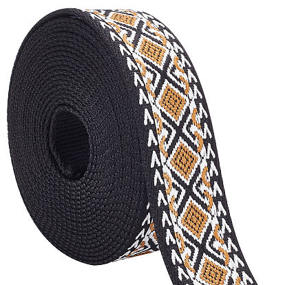 5 yardas de cinta de rombos jacquard de poliéster de estilo étnico, para accesorios de ropa