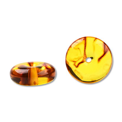 Resin Imitation Amber Beads, Flat Round