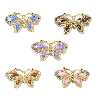 304 из нержавеющей стали горный хрусталь подвески, бабочки прелести, cmолой, реальный 18 k позолоченный, вакуумное покрытие pvd, долговечный