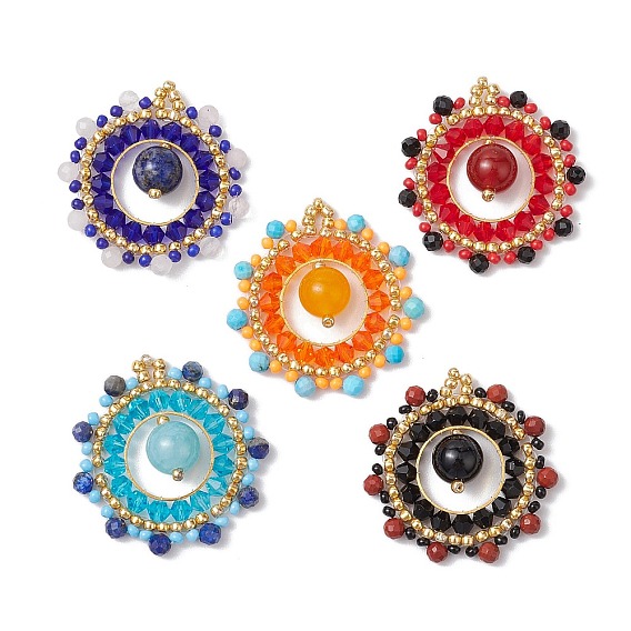 Подвески из плетеных бусин из драгоценных камней и стекла, солнечные подвески в стиле бохо