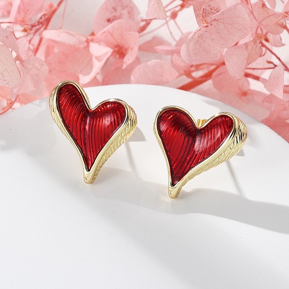 Латунь серьги, сердце