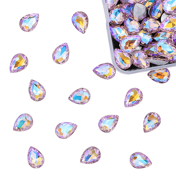 OLYCRAFT Glass Point Back Rhinestone Cabochons Teardrop Faceted Resin Rhinestone Gems for Jewelry Making, Nail Arts, Phone Decoration and DIY Crafts