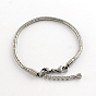 304 Stainless Steel European Style Round Snake Chains Bracelets, with Lobster Claw Clasp, 195x3mm