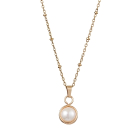 Круглые ожерелья-подвески из медной проволоки с натуральным пресноводным жемчугом, 304 женские ожерелья-сателлиты из нержавеющей стали