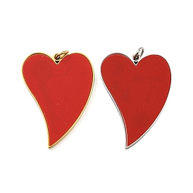 Ion Plating(IP) 304 Stainless Steel Pendants, with Enamel and Jump Ring, Heart Charm