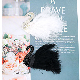 Swan Feather Patches, Stick On Patch, with Rhinestone, Costume Accessories