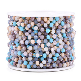 304 кабельные цепи из нержавеющей стали, со стеклянным ронделем из бусин, долговечный, несварные, с катушкой