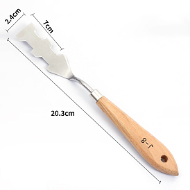Grattoir à palette en acier inoxydable, avec manche en bois, spatule couteaux artiste peinture à l'huile outils