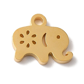 PVD Vacuum Plating 304 Stainless Steel Charms, Laser Cut, Elephant Charms