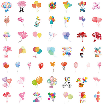 50Pcs Balloon PVC Adhesive Stickers Set, for DIY Scrapbooking and Journal Decoration