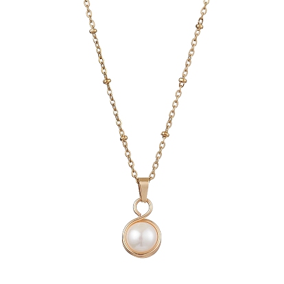 Круглые ожерелья-подвески из медной проволоки с натуральным пресноводным жемчугом, 304 женские ожерелья-сателлиты из нержавеющей стали