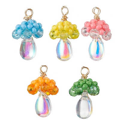 Подвески из стеклянных бусин в виде медуз, с акриловыми бусинами под жемчуг и медной проволокой