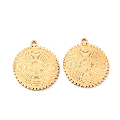 Ion Plating(IP) 316 Surgical Stainless Steel Pendants, Manual Polishing, Flat Round