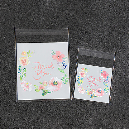 100 квадратные пластиковые пакеты для конфет, самоклеящиеся пакеты с цветочным узором, на день благодарения