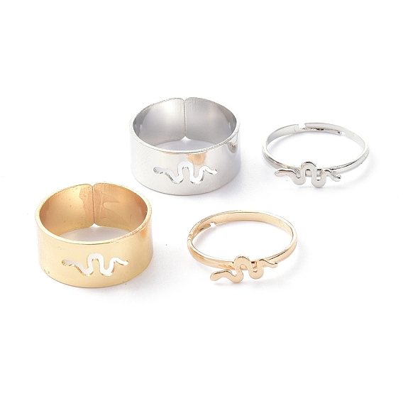 Alloy Adjustable Rings Set, Couple Rings, Snake