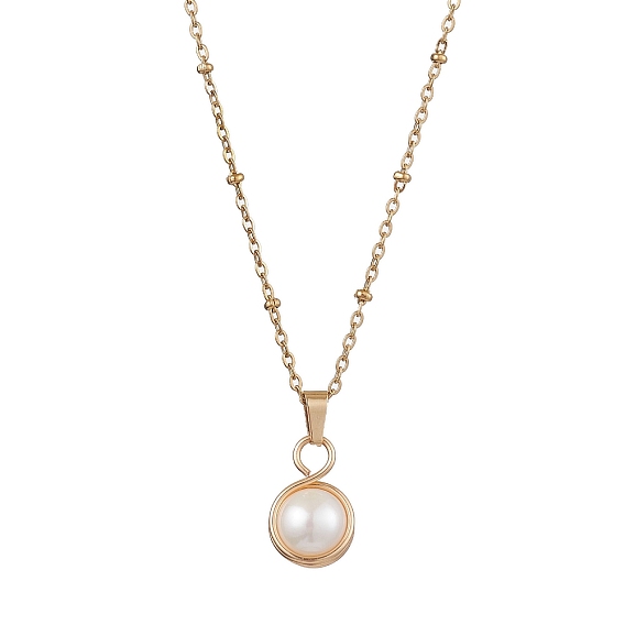 Круглые ожерелья-подвески из медной проволоки с натуральным пресноводным жемчугом, 304 женские ожерелья-сателлиты из нержавеющей стали